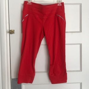 Athleta Red Crop Leggings